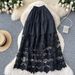 Women's Clothing Spring Gentle Style High Waist Slim Hollow Lace Splicing A Line Mid Length Skirt_ecoleips.com