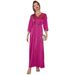 Rose-Red Satin Mid-Sleeved Long Dress For Travel Women's Clothing_ecoleips.com