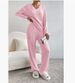 K Women's New Fashion Casual Straight Leg Pants With V-Neck Slit Knit Set_ecoleips.com