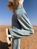Light Blue Wide-leg Jeans For Women, Spring/autumn 2024, New Early Spring Design, High-waisted, Slimming, Narrow_ecoleips.com