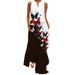 2021 New Summer Sleeveless Long V-Neck Printed Floral Dress European And American Cross-Border Trade Women's Clothing_ecoleips.com