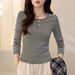 2025 #Selection Of Quality # Pure Cotton T-Shirt Women's Striped Long Sleeve Top 2025 Autumn/Winter New High End Western_ecoleips.com