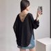 Jazz Dance Loose And Thin Blouse Long-sleeved T-shirt Lazy Wind Back Hollow Sunscreen Bottoming Shirt Women's Inner Top_ecoleips.com