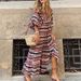 European And American Plus Size Women's Loose Bohemian Round Neck Lantern Sleeve Sweet Girl Dress_ecoleips.com