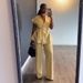 Autumn Women's Clothing Set V Neck Slim Fit Tie Waist Sleeveless Top And Wide Leg Pants European American Style_ecoleips.com