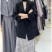 Black Suit For Autumn Fashion, Versatile And High-End, V-Neck Loose, Slimming And Elegant Coat For Women_ecoleips.com