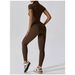 Women's Onesie Short-sleeved Trousers Solid Color Zipper Crew Neck_ecoleips.com
