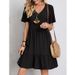 Women's Summer Bestseller: Loose-Fitting, Casual Short-Sleeved, Waist-Tightening, Flowing Dress_ecoleips.com