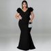 Plus Size Women's Bodycon Dress Summer New Arrival Ruffled Sleeve Backless Sexy Design Casual Elegant Women's Long Dress_ecoleips.com