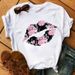 New Women's Plus-size Casual T-shirt With Colorful Lips Print, Short-sleeved Top For Women_ecoleips.com