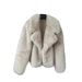 Cropped Faux Fox Fur Blazer – Plush Shawl Collar & Luxe Draping (Pink/White/Brown/Beige/Black/Gray) – Street Luxe Essential For Cold-Weather Chic_ecoleips.com