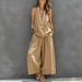 Women's Clothing Women's Solid Color Cotton Linen Set Casual Sleeveless Vest Wide Leg Pants For Formal & Casual For Women_ecoleips.com
