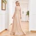 Evening Dress For Women V Neck Long Sleeve Sequins New Style Wedding Host Temperament Slim Party Dance Dress_ecoleips.com