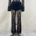 Women's Clothing Women's Sexy Lace Patchwork Deep V Long Sleeved Top And High Waisted Flared Pants Set Slim Fit See Through_ecoleips.com