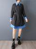 Oversized False Two Piece Long Sleeve Shirt Dress For Women New Loose Casual Vintage Dress Elegant Clothes Spring Autumn 2026_ecoleips.com