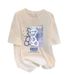 Women's Pure Cotton T-Shirt Short Sleeve Round Neck Loose Fit Mid-Length Summer Top Trendy Style Large Size 200g_ecoleips.com