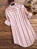 K Medium To Long Casual Striped Shirt Long Sleeved Plus Size Women's Sleeveless Shirt_ecoleips.com