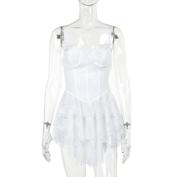 JY23665 Sexy Hot Girl Summer Suspender Dress European American Style Fashionable Elegant Slim Fit Lace A-Line Women's Dress_ecoleips.com
