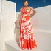Women's Clothing One Shoulder Ruffled Hollow Print One Piece Swimsuit_ecoleips.com