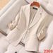 Women's Professional Three Quarter Sleeve Suit Jacket Thin Style Temperament High End Work Clothes For Spring Summer Goddess Celebrity Look_ecoleips.com