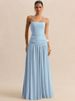 Mozision Off-shoulder Strapless Sexy Maxi Dress Women Elegant Halter Sleeveless Backless Pleated Ruched Bodycon Club Party Dress_ecoleips.com
