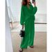 Women's Clothing Cotton And Linen Suit Cardigan Long Sleeved Top Pocket Wide Leg Trousers Two Piece Suit_ecoleips.com