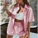 New Spring And Summer Casual Temperament Women's Striped Two-piece Short Sleeved Shirt Set_ecoleips.com