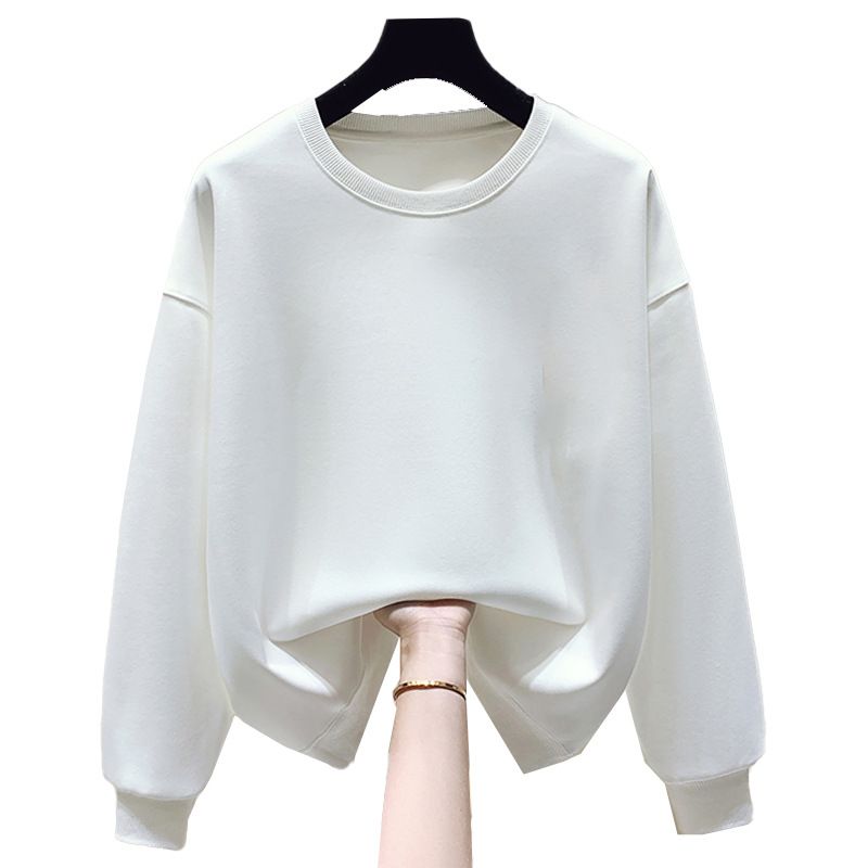Women's Trendy Relaxed Style round Neck Cotton Sweatshirt Fleece Lined Thickened New Winter 2023 Fashion Sweatshirt_ecoleips.com