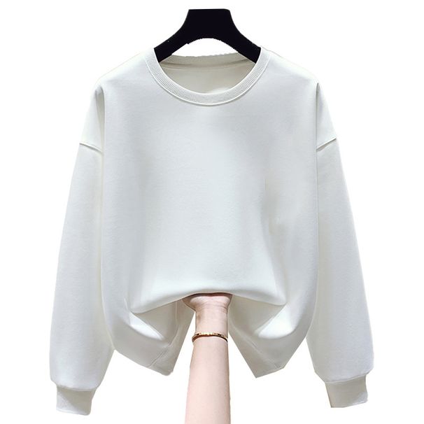 Women's Trendy Relaxed Style round Neck Cotton Sweatshirt Fleece Lined Thickened New Winter 2023 Fashion Sweatshirt_ecoleips.com