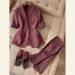 Women's Clothing A Complete Set Of Temperament Red Brown Linen Suit Pants_ecoleips.com