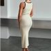 Women's Clothing Vest Dress Contrast Color Single Row Multi Button Slit Long Knitted Dress_ecoleips.com