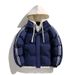 Women's Clothing Winter Hooded Layered Jacket - Thickened Warm Fleece Coat With Striped Design For Couples, Black/Beige/Purple/Ice Blue/Navy_ecoleips.com