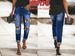 Women's Straight Leg Jeans Ripped Details Stretch Cigarette Pants European American Style Denim_ecoleips.com