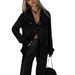 2025 Spring Summer New European And American Style Sequin Top Turn-down Collar Long Sleeve Cardigan Basic_ecoleips.com