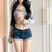 Light Blue Washed Low Rise Stretch Denim Shorts for Women Slimming Fit Super Stylish Bodycon Rolled up Hem Perfect for Summer_ecoleips.com