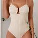 Elegant U-Back Bikini One-Piece Swimsuit – Adjustable Ties, Soft Peach, Polyester Blend (S-Xl, Removable Padding)_ecoleips.com