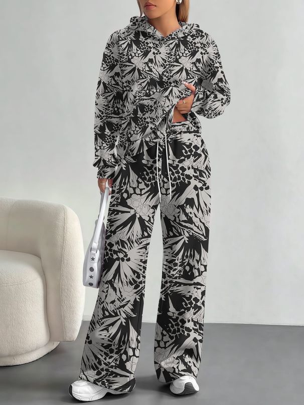2025 Foreign Trade Floral Print Blue Tie-dye Pattern New Hot Style Autumn And Winter New Fashion Casual European And American_ecoleips.com