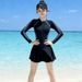 Conservative Long Sleeve One Piece Swimsuit Women's High End Sensation Swimming Costume Slimming Effect Fresh Style Swimwear_ecoleips.com