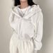 Women's Clothing Spring And Autumn New Products Ins Plus Velvet Versatile Fashion Short Slim Zipper Warm Solid Color Hooded Sweatshirt Women_ecoleips.com