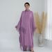 Modest Abaya Dress/Muslim Dress Women Elegant Dubai Turkish Solid Color Batwing Fringe Maxi Dress LR641 - Flowy Bohemian Abaya With Long Sleeves_ecoleips.com