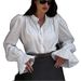 Autumn French Jacquard Bubble-Sleeve Shirt With A Chic, Casual, And Fashionable Vibe For Daily Wear_ecoleips.com