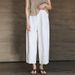 Spring Style Women's Pure Linen Cropped Pants Elastic Waist Carrot Fit Loose Long Straight Leg Slimming Versatile Pure Linen Pants_ecoleips.com