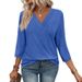 Women's V-Neck Long Sleeve Top, Spring Casual Women's Tunic, Knit T-Shirt_ecoleips.com