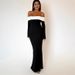 European American New Women's Fashion Color-blocking Off-shoulder Slim-fit Long-sleeve Long-sleeved Fish-tail Dress With A Sophisticated Silhouette
_ecoleips.com