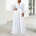 Women's Clothing Plus Size Long Sleeve Beaded Sexy Wide Leg Pleated Jumpsuit_ecoleips.com