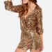 Women's Clothing Deep V Waist Long Sleeve Hip Sexy Fashion Sequin Jumpsuit_ecoleips.com