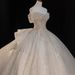 Off The Shoulder Petite Wedding Dress French Style High End Texture Train Princess Style Bridal Main Dress_ecoleips.com