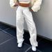 Women's Clothing New Hot Girl High Waist Drawstring Elastic Waist Pig Nose Buckle Leg Trousers Wide Leg_ecoleips.com