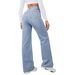 K Women's Elastic Loose Straight Leg Jeans_ecoleips.com