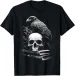 Women's T-Shirts Raven Bird, Skull And Books Witchy Occult Academia Symbolism T-Shirt_ecoleips.com
